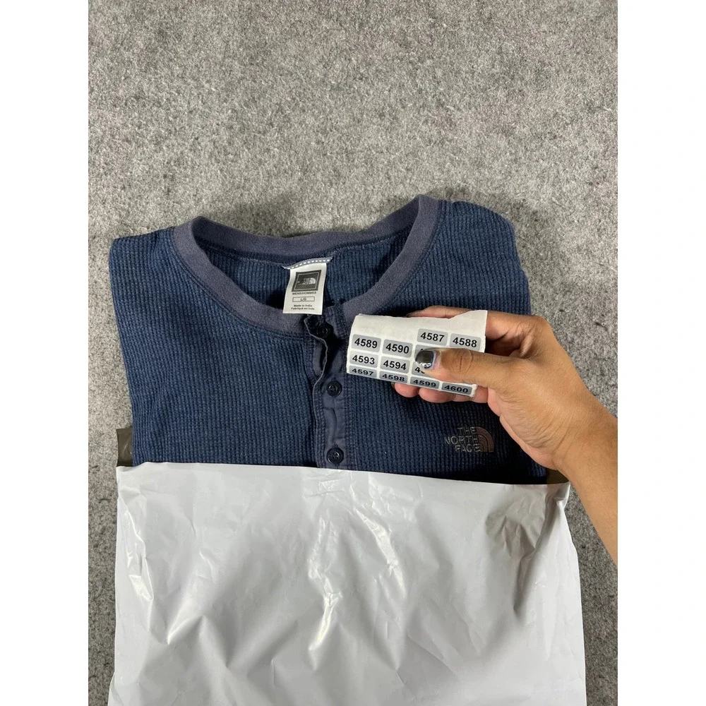 The North Face Henley shirt Mens Blue Large Waffle Knit Thermal Long Sleeve